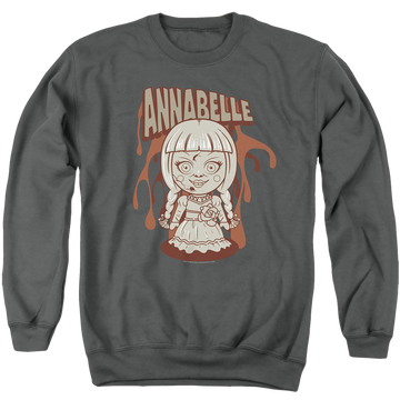 Charcoal men's crewneck sweatshirt with Annabelle Illustration graphic