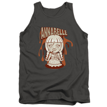 Charcoal men's tank with Annabelle Illustration graphic