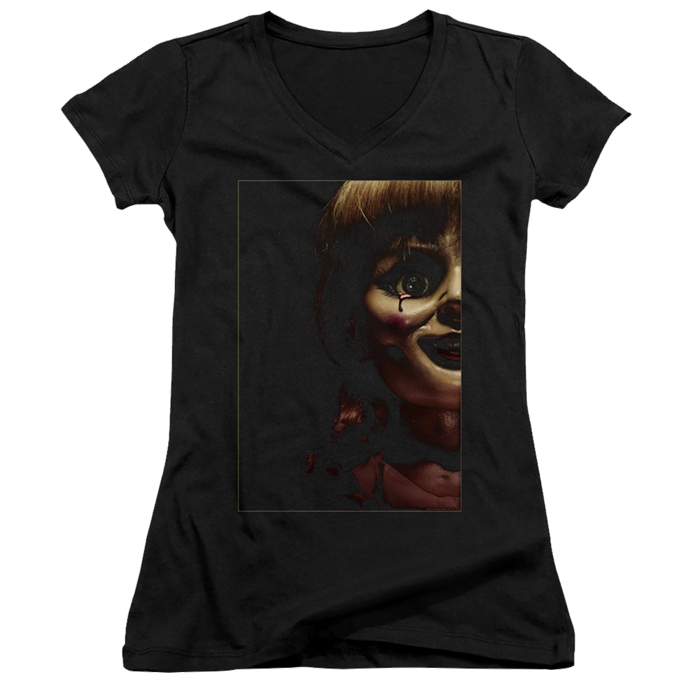 Annabelle Doll Tear - Juniors V-Neck T-Shirt Juniors V-Neck T-Shirt Annabelle
