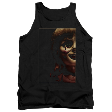 Black men's tank with Annabelle Doll Tear graphic
