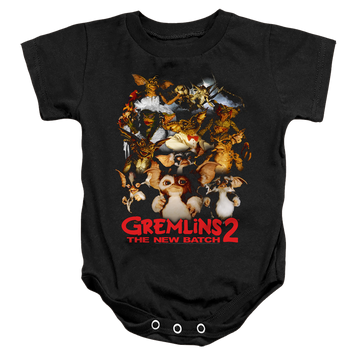 Black baby bodysuit with Gremlins Goon Crew graphic