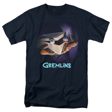 Navy men's regular fit t-shirt with Gremlins Original Poster graphic