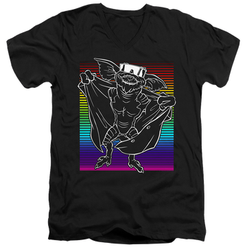 Black men's v-neck t-shirt with Gremlins Cool Gradient graphic