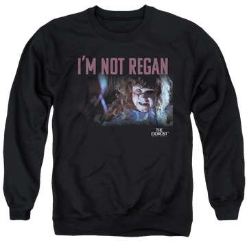 Black men's crewneck sweatshirt with Exorcist Your Mother graphic
