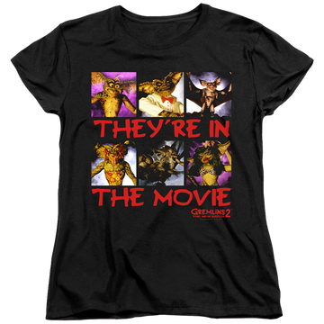 Black women's t-shirt with Gremlins In The Movie graphic