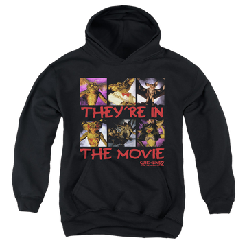 Black youth hoodie for ages 8 to 12 with Gremlins In The Movie graphic
