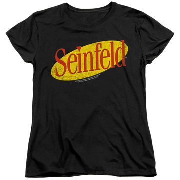 Black women's t-shirt with Seinfeld Logo graphic