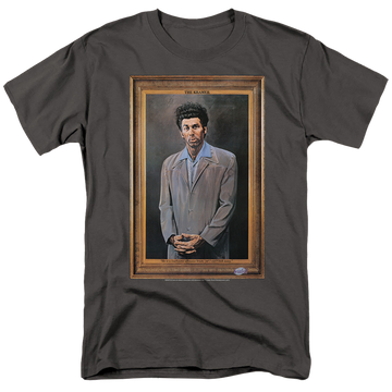Charcoal men's regular fit t-shirt with Seinfeld Kramer Portrait graphic