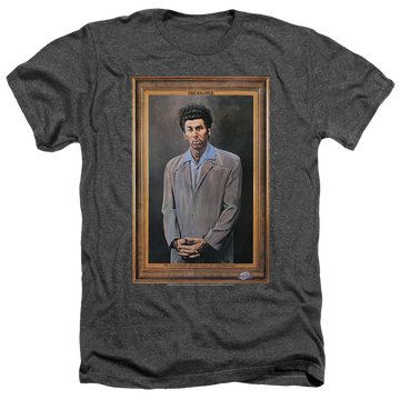 Charcoal men's heather t-shirt with Seinfeld Kramer Portrait graphic