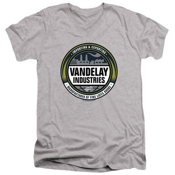 Athletic heather men's v-neck t-shirt with Seinfeld Vendelay Logo graphic