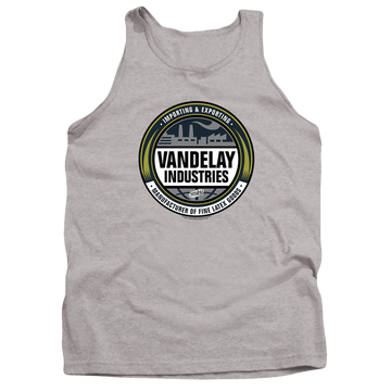 Athletic heather men's tank with Seinfeld Vendelay Logo graphic