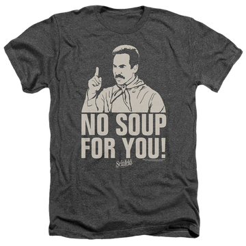 Charcoal men's heather t-shirt with Seinfeld No Soup graphic