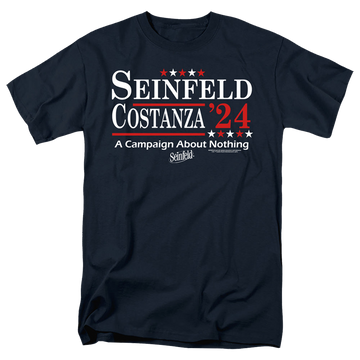 Navy men's regular fit t-shirt with Seinfeld Election Tee graphic