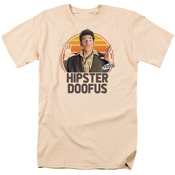 Cream men's regular fit t-shirt with Seinfeld Kramer graphic