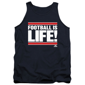 Navy men's tank with Ted Lasso Football Is Life graphic