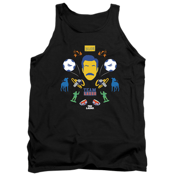 Black men's tank with Ted Lasso Icon Collage graphic