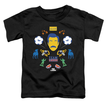 Black toddler t-shirt with Ted Lasso Icon Collage graphic