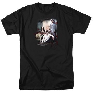 Black men's regular fit t-shirt with The Vampire Diaries 3 + 1 graphic