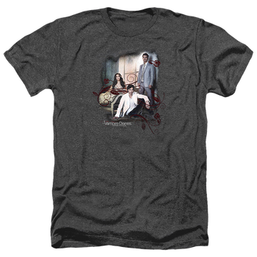 Black men's heather t-shirt with The Vampire Diaries 3 + 1 graphic