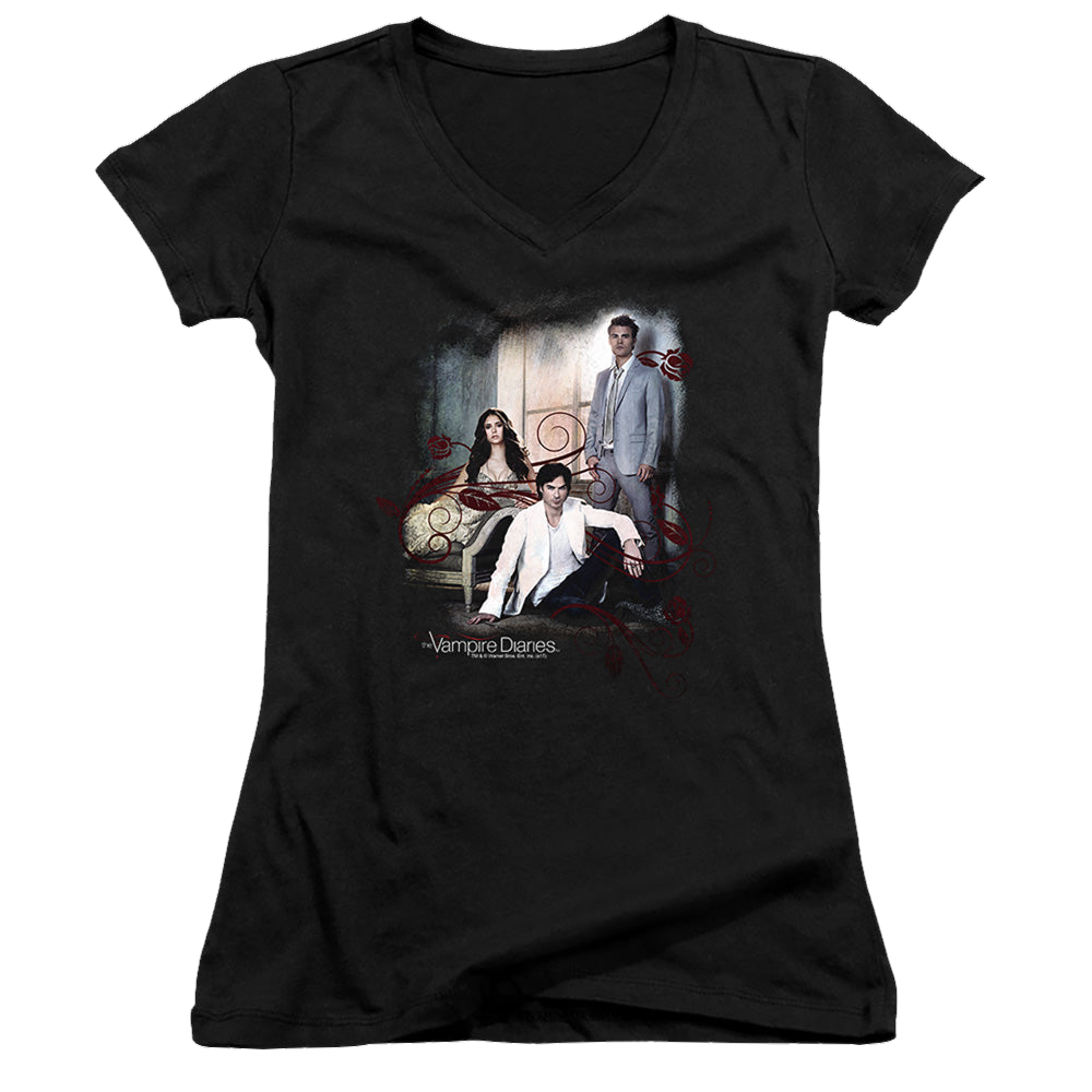 Vampire Diaries, The 3 + 1 - Juniors V-Neck T-Shirt Juniors V-Neck T-Shirt The Vampire Diaries