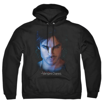 Black pullover hoodie with The Vampire Diaries Damon graphic