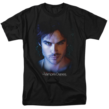 Black men's regular fit t-shirt with The Vampire Diaries Damon graphic