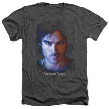 Charcoal men's heather t-shirt with The Vampire Diaries Damon graphic