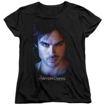 Black women's t-shirt with The Vampire Diaries Damon graphic