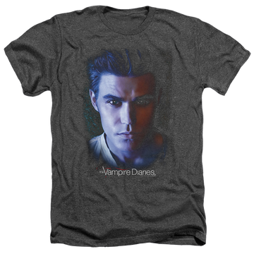 Charcoal men's heather t-shirt with The Vampire Diaries Stefan graphic