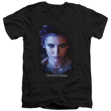 Black men's v-neck t-shirt with The Vampire Diaries Elena graphic