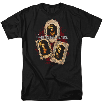 Black men's regular fit t-shirt with The Vampire Diaries Holy Cards graphic
