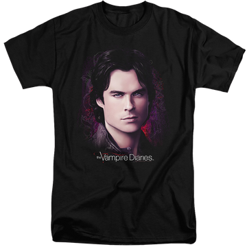 Black men's tall fit t-shirt with The Vampire Diaries Compelling graphic