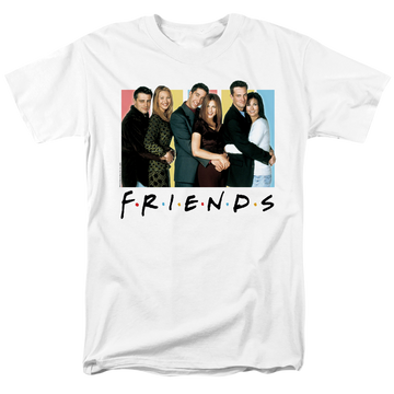 White men's regular fit t-shirt with Friends Cast Logo graphic
