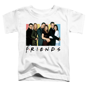 White toddler t-shirt with Friends Cast Logo graphic