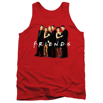 Red men's tank with Friends Cast In Black graphic
