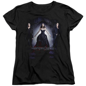 Black women's t-shirt with The Vampire Diaries Bring It On graphic