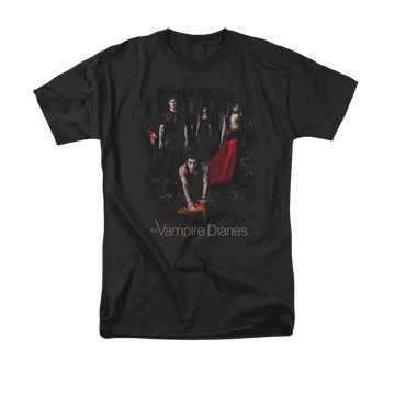 Black men's regular fit t-shirt with The Vampire Diaries Fire graphic