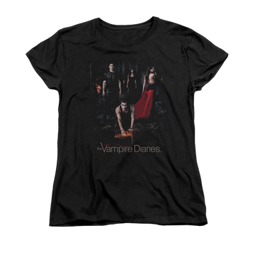 Black women's t-shirt with The Vampire Diaries Fire graphic