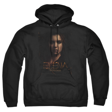 Black pullover hoodie with The Vampire Diaries Elena graphic