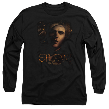 Black men's long sleeve t-shirt with The Vampire Diaries Stefan Smokey Veil graphic