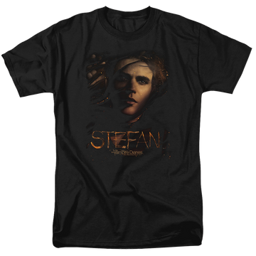 Black men's regular fit t-shirt with The Vampire Diaries Stefan Smokey Veil graphic