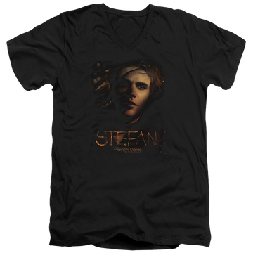 Black men's v-neck t-shirt with The Vampire Diaries Stefan Smokey Veil graphic