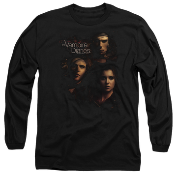 Black men's long sleeve t-shirt with The Vampire Diaries Smokey Veil graphic