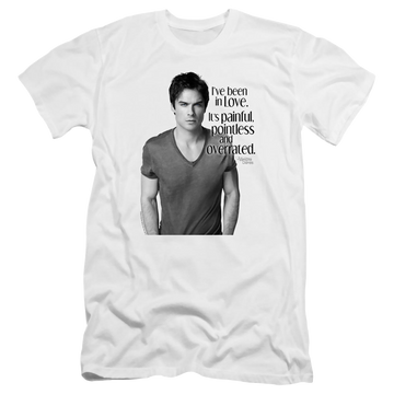 White men's premium slim fit t-shirt with The Vampire Diaries In Love graphic