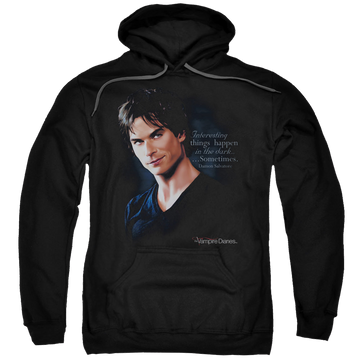 Black pullover hoodie with The Vampire Diaries Sometimes graphic