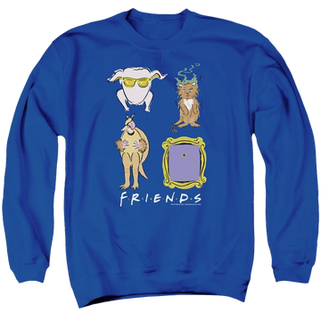 Royal men's crewneck sweatshirt with Friends Sybmols graphic