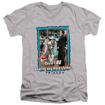Athletic heather men's v-neck t-shirt with Friends Any More Clothes graphic