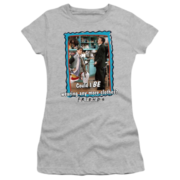 Athletic heather juniors t-shirt with Friends Any More Clothes graphic