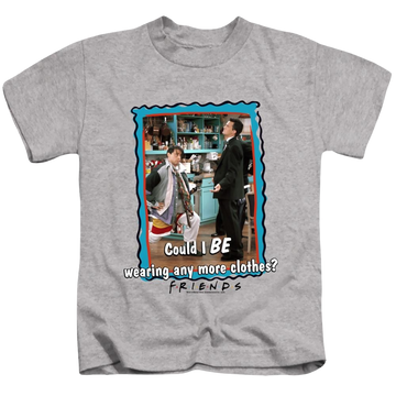Athletic heather kid's t-shirt for ages 4 to 7 with Friends Any More Clothes graphic