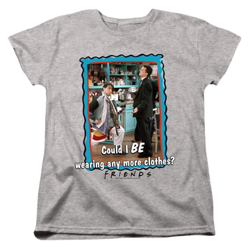 Athletic heather women's t-shirt with Friends Any More Clothes graphic
